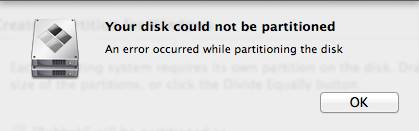 Your disk could not be partitioned, An error occurred while partitioning the disk