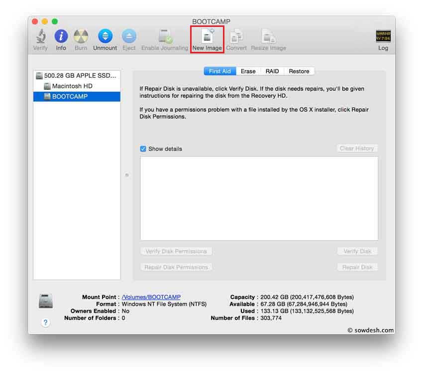 Backup BOOTCAMP drive using Disk Utility